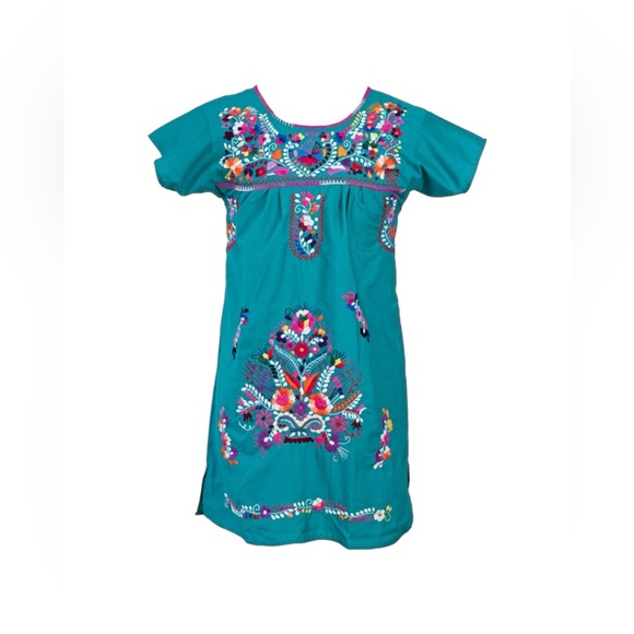 Cielito Lindo Dresses & Skirts - Puebla Tradicional Teal Dress